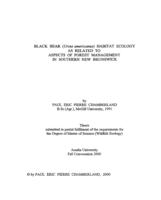 Black bear (Ursus americanus) habitat ecology as related to aspects of forest management in southern New Brunswick