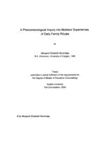 A phenomenological inquiry into mothers' experiences of daily family rituals