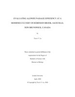 Evaluating Alewife passage efficiency at a modified culvert on Robinson Brook, Sackville, New Brunswick, Canada