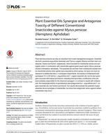 Plant Essential Oils Synergize and Antagonize Toxicity of Different Conventional Insecticides against Myzus persicae (Hemiptera: Aphididae)