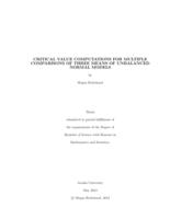 Critical value computations for multiple comparisons of three means of unbalanced normal models