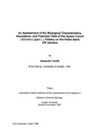 An assessment of the biological characteristics, abundance, and potential yield of the queen conch (Strombus gigas L.) fishery on the Pedro Bank off Jamaica