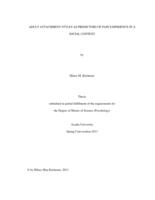 Adult attachment styles as predictors of pain experience in a social context