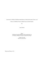 Interrelations of mother-child relationship harmony, maternal personality features, and history of childhood trauma in high psychosocial risk families