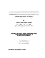 The effects of exposure to traumatic events in missionary children upon their spirituality as adult Missionary Kids living in their country of passport