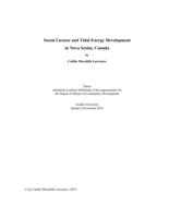 Social licence and tidal energy development in Nova Scotia, Canada