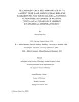 Teaching divorce and remarriage in its ancient Near East, Greco Roman biblical background, and socio-cultural context, as a possible recovery of martial covenantal oneness in Haitian evangelical diaspora church