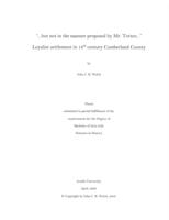 “...but not in the manner proposed by Mr. Totten...” Loyalist settlement in 18th century Cumberland County